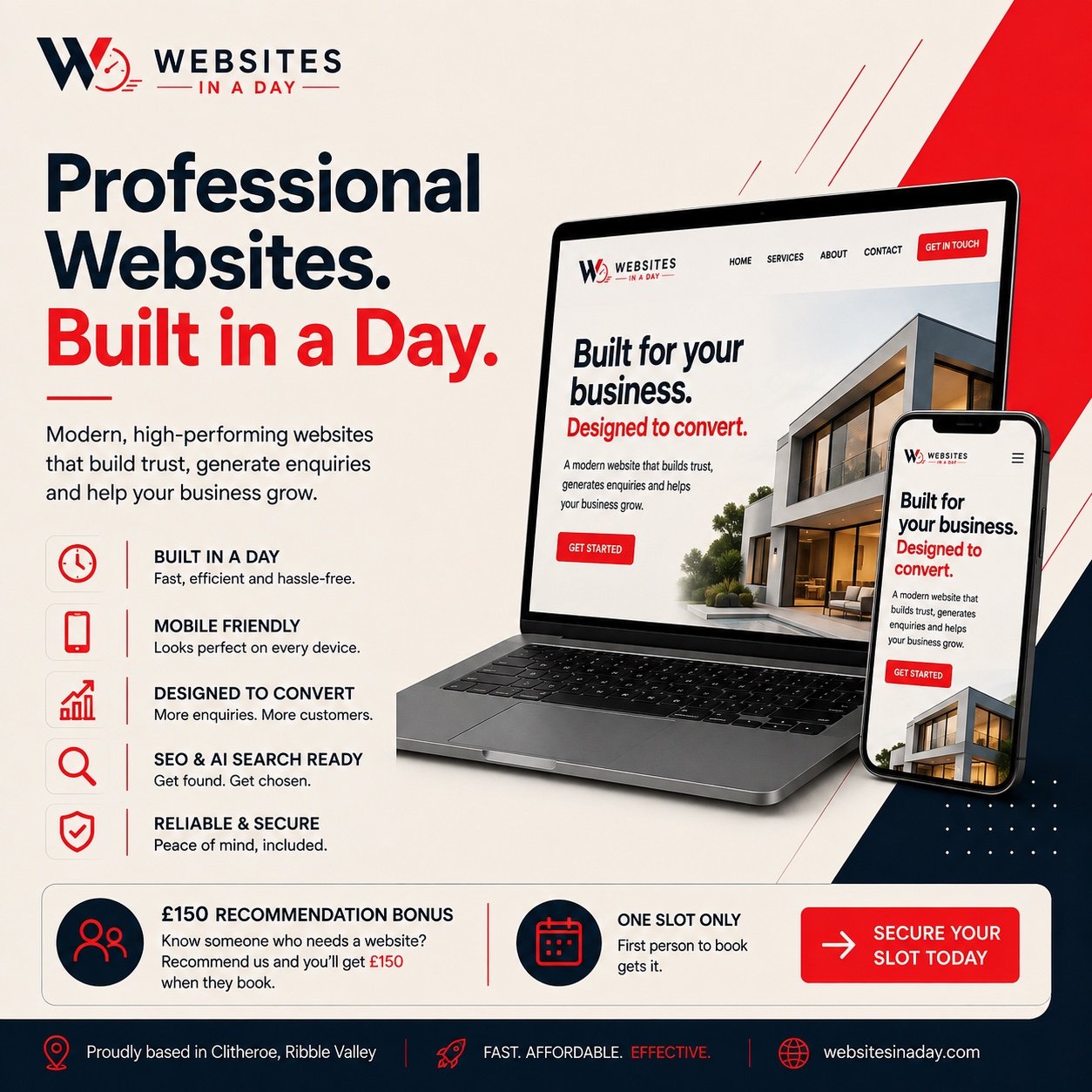 Websites In A Day professional website design advert